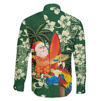 Moss Green Tropical Christmas Hawaii Tapa Family Matching Puletasi and Hawaiian Shirt Aloha Santa Drink Party LT7 - Polynesian Pride