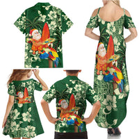 Moss Green Tropical Christmas Hawaii Tapa Family Matching Summer Maxi Dress and Hawaiian Shirt Aloha Santa Drink Party - Polynesian Pride