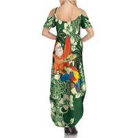 Moss Green Tropical Christmas Hawaii Tapa Family Matching Summer Maxi Dress and Hawaiian Shirt Aloha Santa Drink Party - Polynesian Pride