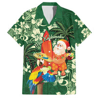 Moss Green Tropical Christmas Hawaii Tapa Family Matching Tank Maxi Dress and Hawaiian Shirt Aloha Santa Drink Party - Polynesian Pride