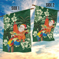Moss Green Tropical Christmas Hawaii Tapa Garden Flag Aloha Santa Drink Party - Polynesian Pride