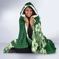 Moss Green Tropical Christmas Hawaii Tapa Hooded Blanket Aloha Santa Drink Party - Polynesian Pride