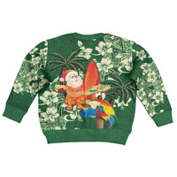 Moss Green Tropical Christmas Hawaii Tapa Kid Ugly Christmas Sweater Aloha Santa Drink Party - Polynesian Pride