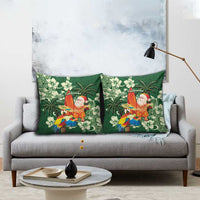 Moss Green Tropical Christmas Hawaii Tapa Pillow Cover Aloha Santa Drink Party - Polynesian Pride