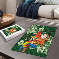 Moss Green Tropical Christmas Hawaii Tapa Puzzle Aloha Santa Drink Party LT7 - Polynesian Pride