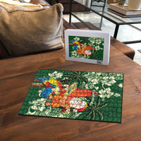 Moss Green Tropical Christmas Hawaii Tapa Puzzle Aloha Santa Drink Party LT7 - Polynesian Pride