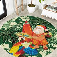 Moss Green Tropical Christmas Hawaii Tapa Round Carpet Aloha Santa Drink Party - Polynesian Pride
