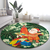 Moss Green Tropical Christmas Hawaii Tapa Round Carpet Aloha Santa Drink Party - Polynesian Pride