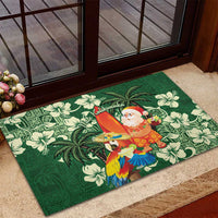 Moss Green Tropical Christmas Hawaii Tapa Rubber Doormat Aloha Santa Drink Party LT7 - Polynesian Pride