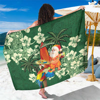 Moss Green Tropical Christmas Hawaii Tapa Sarong Aloha Santa Drink Party - Polynesian Pride