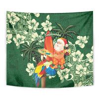 Moss Green Tropical Christmas Hawaii Tapa Tapestry Aloha Santa Drink Party - Polynesian Pride