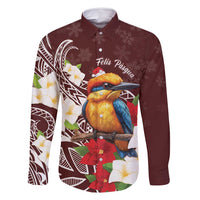 Felis Pasgua Guam Family Matching Long Sleeve Bodycon Dress and Hawaiian Shirt Christmas Sihek Kingfisher with Guasali