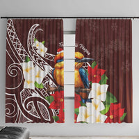 Felis Pasgua Guam Window Curtain Christmas Sihek Kingfisher with Guasali LT7 With Hooks Crimson - Polynesian Pride