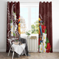 Felis Pasgua Guam Window Curtain Christmas Sihek Kingfisher with Guasali LT7 - Polynesian Pride