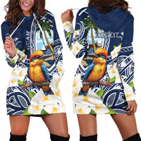 Hafa Adai Guam Hoodie Dress Sihek Guam Kingfisher with Guasali LT7 - Polynesian Pride