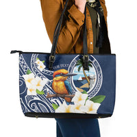 Hafa Adai Guam Leather Tote Bag Sihek Guam Kingfisher with Guasali LT7 - Polynesian Pride