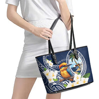 Hafa Adai Guam Leather Tote Bag Sihek Guam Kingfisher with Guasali LT7 - Polynesian Pride