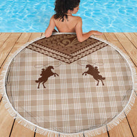 Aloha Hawaii Cowboys Paniolo Beach Blanket Beige Palaka - Polynesian Pride