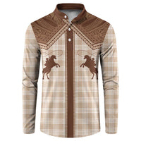 Aloha Hawaii Cowboys Paniolo Button Sweatshirt Beige Palaka LT7 Beige - Polynesian Pride