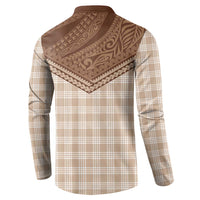 Aloha Hawaii Cowboys Paniolo Button Sweatshirt Beige Palaka LT7 - Polynesian Pride