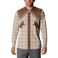 Aloha Hawaii Cowboys Paniolo Button Sweatshirt Beige Palaka LT7 - Polynesian Pride
