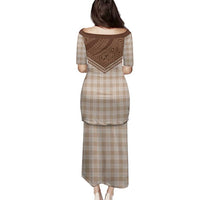 Aloha Hawaii Cowboys Paniolo Family Matching Puletasi and Hawaiian Shirt Beige Palaka - Polynesian Pride