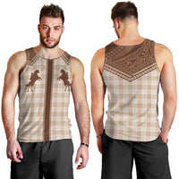 Aloha Hawaii Cowboys Paniolo Men Tank Top Beige Palaka - Polynesian Pride