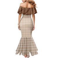 Aloha Hawaii Cowboys Paniolo Mermaid Dress Beige Palaka - Polynesian Pride