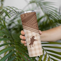 Aloha Hawaii Cowboys Paniolo Skinny Tumbler Beige Palaka - Polynesian Pride