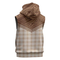 Aloha Hawaii Cowboys Paniolo Sleeveless Zip Hoodie Beige Palaka - Polynesian Pride