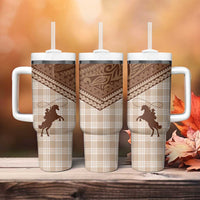 Aloha Hawaii Cowboys Paniolo Tumbler With Handle Beige Palaka - Polynesian Pride
