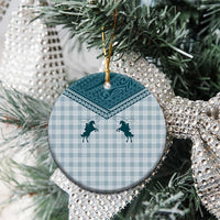 Aloha Hawaii Cowboys Paniolo Ceramic Ornament Teal Palaka - Polynesian Pride