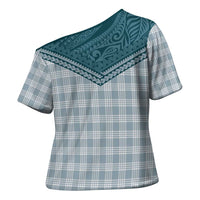 Aloha Hawaii Cowboys Paniolo Cross Shoulder Shirt Teal Palaka - Polynesian Pride
