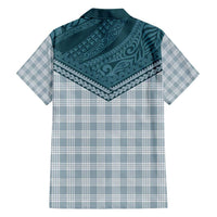 Aloha Hawaii Cowboys Paniolo Family Matching Off Shoulder Short Dress and Hawaiian Shirt Teal Palaka - Polynesian Pride