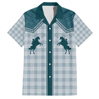 Aloha Hawaii Cowboys Paniolo Family Matching Short Sleeve Bodycon Dress and Hawaiian Shirt Teal Palaka - Polynesian Pride