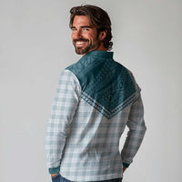 Aloha Hawaii Cowboys Paniolo Long Sleeve Polo Shirt Teal Palaka - Polynesian Pride