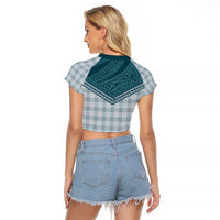 Aloha Hawaii Cowboys Paniolo Raglan Cropped T Shirt Teal Palaka - Polynesian Pride