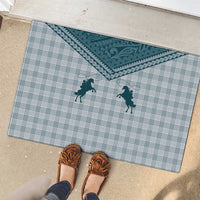 Aloha Hawaii Cowboys Paniolo Rubber Doormat Teal Palaka - Polynesian Pride