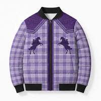 Aloha Hawaii Cowboys Paniolo Bomber Puffer Jacket Violet Palaka LT7 Unisex Purple - Polynesian Pride