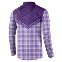 Aloha Hawaii Cowboys Paniolo Button Sweatshirt Violet Palaka LT7 - Polynesian Pride