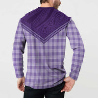 Aloha Hawaii Cowboys Paniolo Button Sweatshirt Violet Palaka LT7 - Polynesian Pride