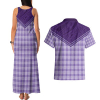 Aloha Hawaii Cowboys Paniolo Couples Matching Tank Maxi Dress and Hawaiian Shirt Violet Palaka - Polynesian Pride