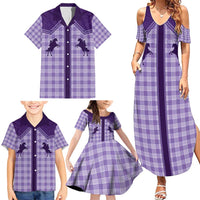 Aloha Hawaii Cowboys Paniolo Family Matching Summer Maxi Dress and Hawaiian Shirt Violet Palaka - Polynesian Pride