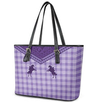 Aloha Hawaii Cowboys Paniolo Leather Tote Bag Violet Palaka - Polynesian Pride