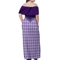Aloha Hawaii Cowboys Paniolo Off Shoulder Maxi Dress Violet Palaka - Polynesian Pride