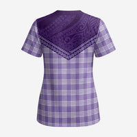 Aloha Hawaii Cowboys Paniolo Scrub Top Violet Palaka - Polynesian Pride