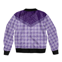 Aloha Hawaii Cowboys Paniolo Sleeve Zip Bomber Jacket Violet Palaka - Polynesian Pride