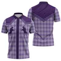 Aloha Hawaii Cowboys Paniolo Zipper Polo Shirt Violet Palaka LT7 - Polynesian Pride