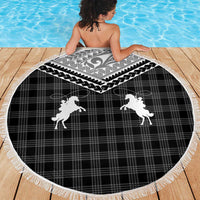 Aloha Hawaii Cowboys Paniolo Beach Blanket Black Palaka LT7 - Polynesian Pride