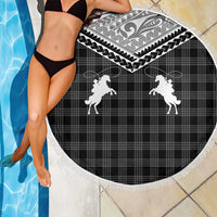 Aloha Hawaii Cowboys Paniolo Beach Blanket Black Palaka LT7 - Polynesian Pride